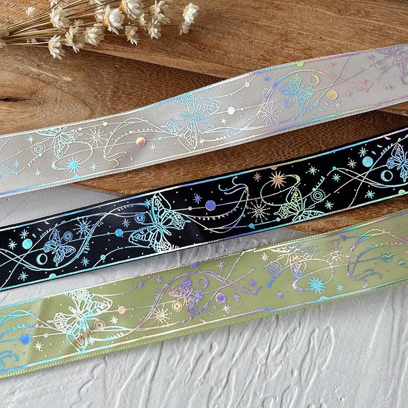 蝴蝶幻彩痛包吧唧托丝带素面银织带diy烫金材料谷美蕾丝花边辅料