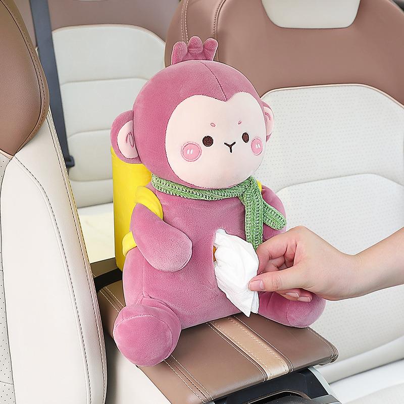 汽车用抽纸盒卡通可爱车载纸巾盒垃圾桶二合一扶手箱挂式创意车饰