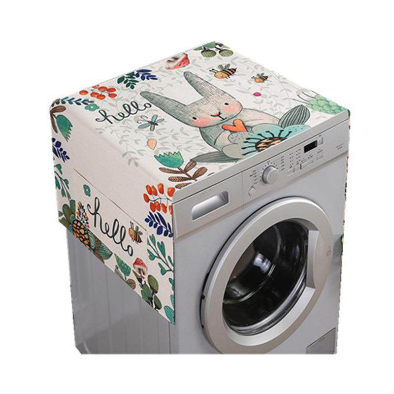 防水棉麻布艺滚筒洗衣机盖布冰箱罩微波炉盖巾防油防尘罩烤箱杨之