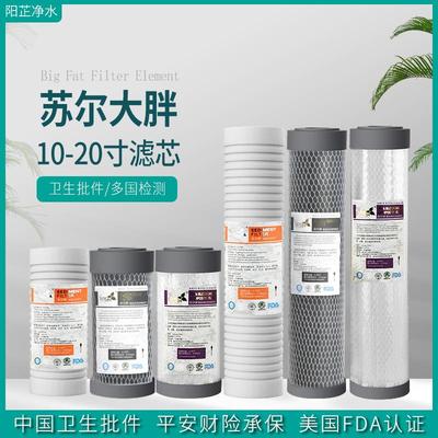 前置过滤10寸大胖滤芯蓝瓶苏尔20寸复合烧结碳棒PP棉滤芯金标通用
