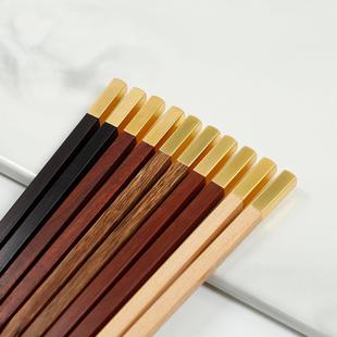 鸡翅木筷子家用红檀实木筷子商用国潮风餐具礼品筷子定制