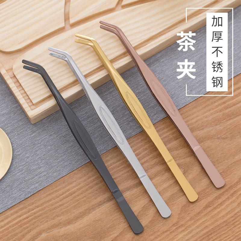 不锈钢茶夹大号加厚 茶道六君子茶叶夹子金属茶镊子 功夫茶具配件