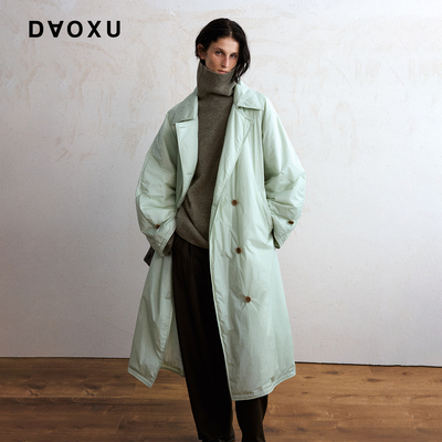 轻薄羊毛棉长款棉服风衣