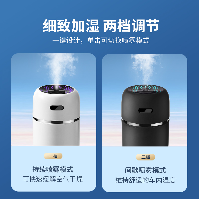 车载加湿器空气净化器一体氛围灯汽车小型智能车内车用香薰机喷雾