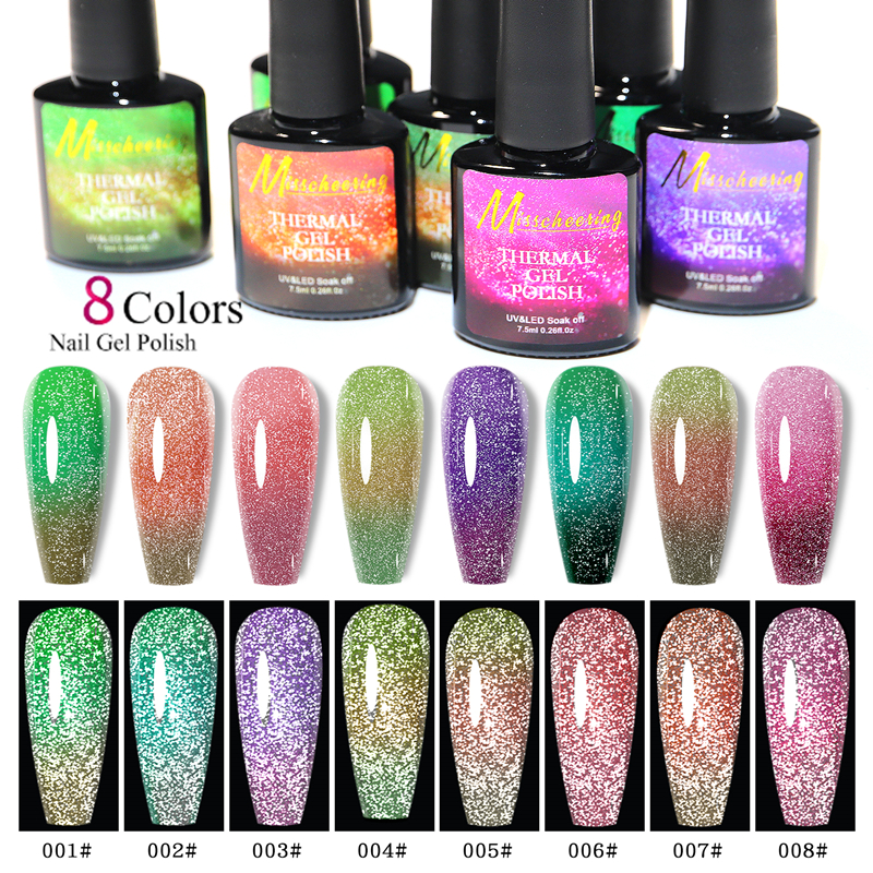 7.5Ml Kutek Gel Termal 3 Warna Kontrol Suhu Berkilau Seri