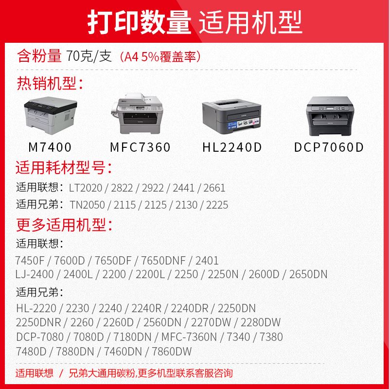 。天威适用联想M7400墨粉M7600D M7450F M7650 260d LJ2400碳粉LT