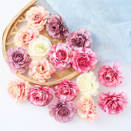极速10PCs Artificial Flower Simple 5cm Silk Rose Fake Flower