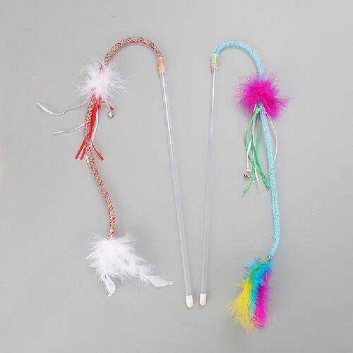 极速Colorful Feather Cat Teaser Wand Interactive Funny Fake