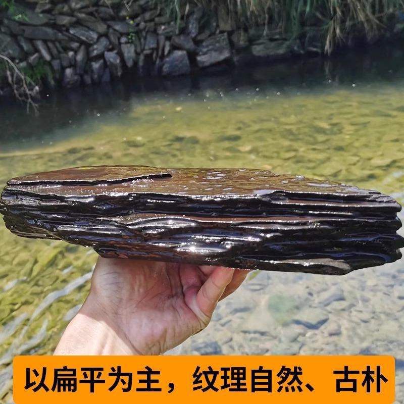鱼缸铺底砂造景天然溪流石岩片摆件生态乌龟缸晒台水族箱专用石头