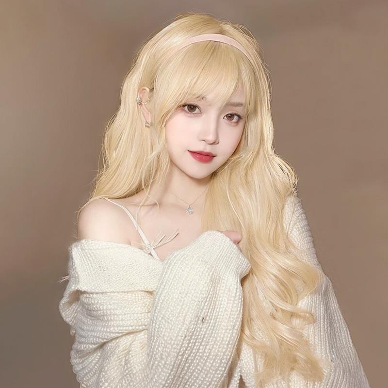 假发女长发自然蓬松网红同款白金色Lolita长卷发彷真人发全头套式