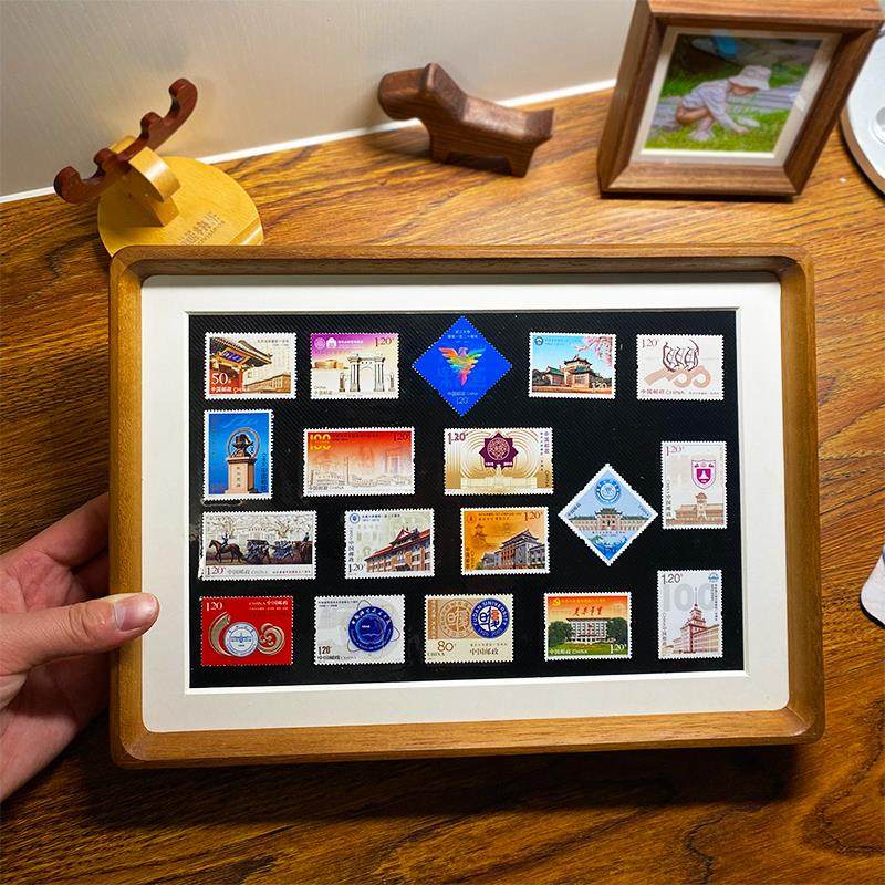 邮票展示相框实木邮票收藏册diy框架画框装裱框树将军文化馆摆台
