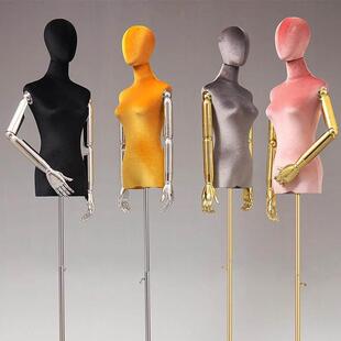 服装店模特道具女半身人台彩色丝绒韩版带头全身婚纱展示模特架女