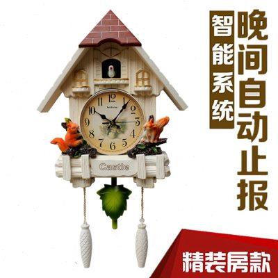 布谷鸟挂钟客厅报时咕咕钟闹钟儿童房装饰时钟个性创意静音石英钟