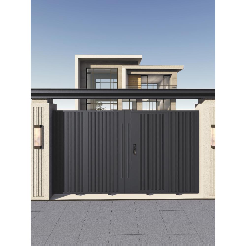 铝合金庭院大门农村自建房铁艺花园院子大门不锈钢电动平移门楼