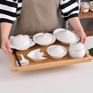 产妇家用碗盘带盖一人食汤盅月子中心会所陶瓷餐具 月子餐餐具套装