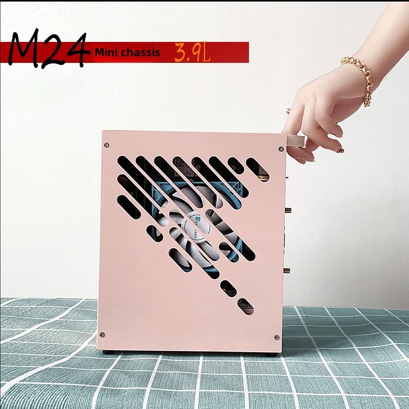 速迫M24ITX迷你小机箱 全铝 侧透A4 便携手提桌面台式独显机箱K39