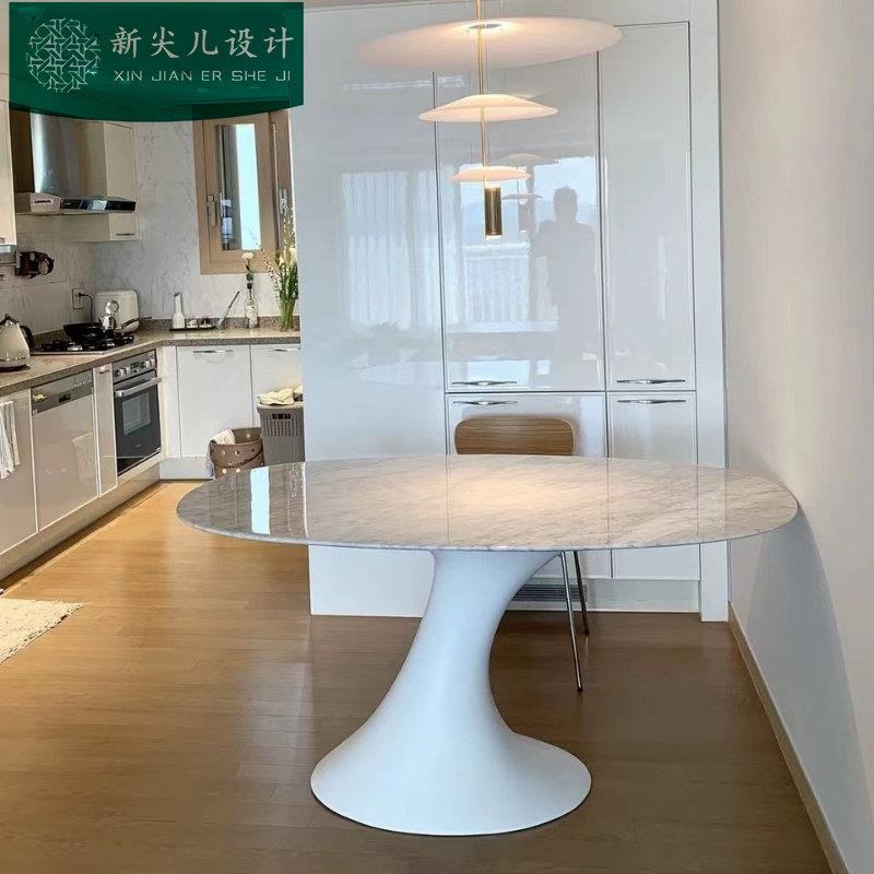 设计师玻璃钢时尚餐桌异形茶桌扭形桌歪脖斜款郁金香茶几圆形餐台