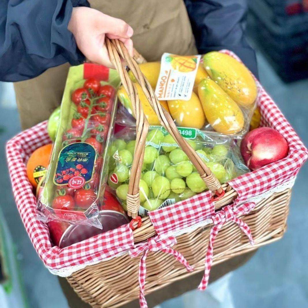 果篮礼品新年果篮礼品包蓝色果篮柳条储物篮花篮购物篮藤,收纳整理,购物篮,淘宝优惠券,粉丝福利购,淘宝优惠卷