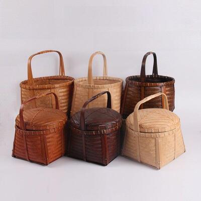 采购产品手工竹篮，覆古竹篮，竹篮，背包篮，茶道收纳篮与盖，食