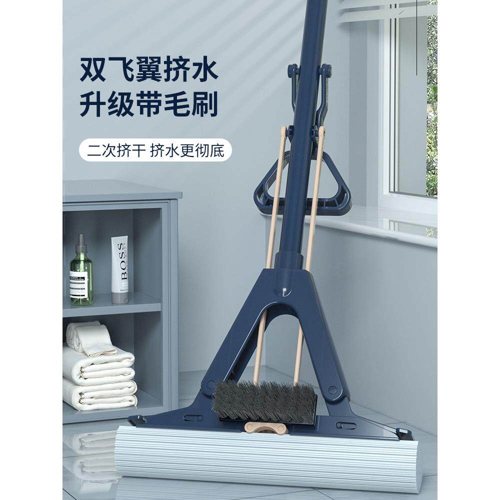 家用胶棉懒人海绵拖把一拖净免手洗对折式挤水大号吸水地拖头拖布
