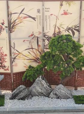 新中国风干景观园林摆件纯天然石刻字景观石景观雪波石片组合