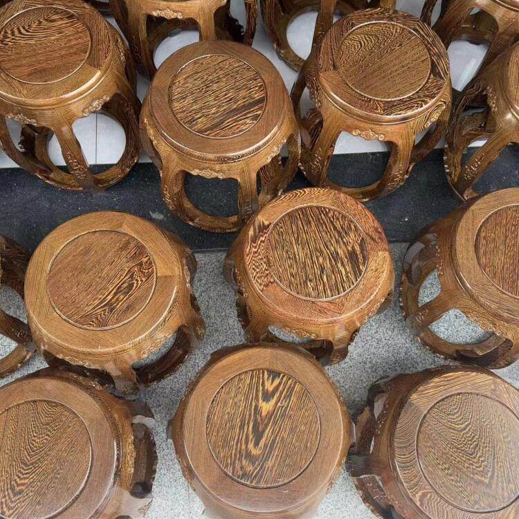 鸡翅木古筝凳红木圆凳实木坐墩花梨鼓墩中式换鞋凳子客厅矮凳鼓凳
