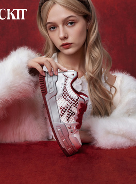 COCKTT【新年限定】新款百搭厚底增高潮酷运动面包板鞋子红色女鞋