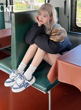 COCKTT双子星休闲新款增高厚底面包鞋复古运动超轻情侣款板鞋