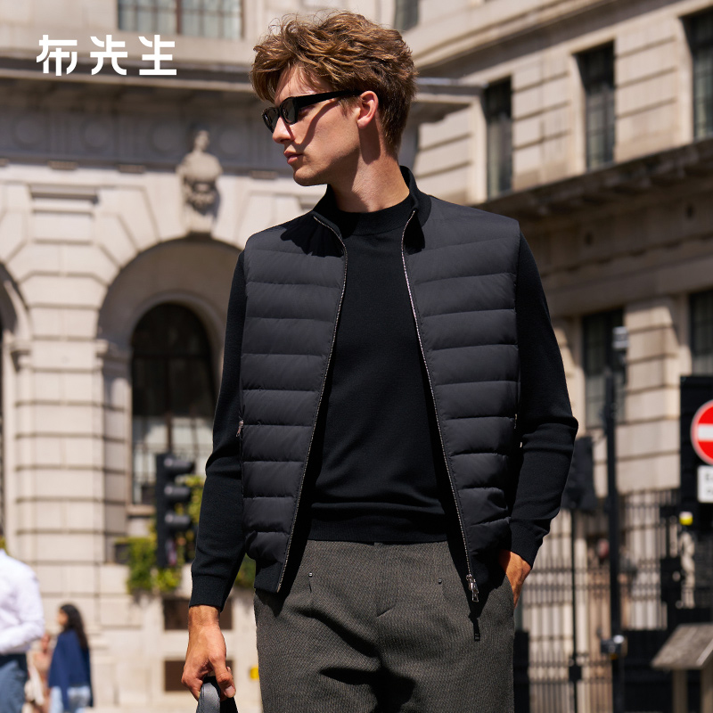 布先生轻奢羽绒服新款男士外套鹅绒马甲羊毛拼接保暖百搭PT16778