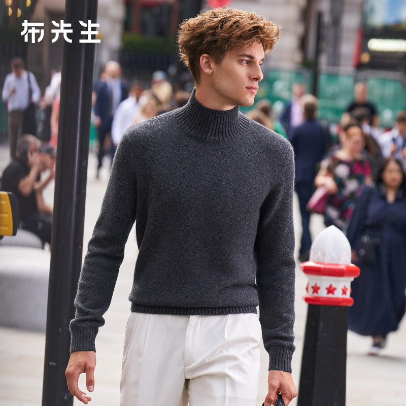布先生轻奢长袖羊毛衫男款标准版高领套头羊绒衫时尚保暖PT16729