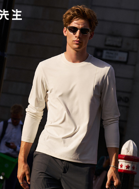 布先生轻奢圆领长袖T恤男士新款拼接时尚打底衫秋冬上衣PT16733