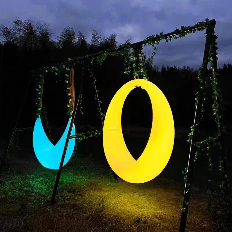 发光秋千月亮庭院多人室外打卡摇椅吊椅太阳能夜光网红秋千户外