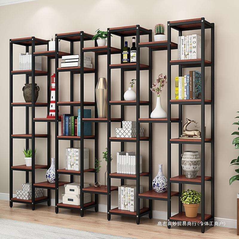 创意客厅隔断置物架铁艺花架落地博古架玄关屏风装饰办公室展示架