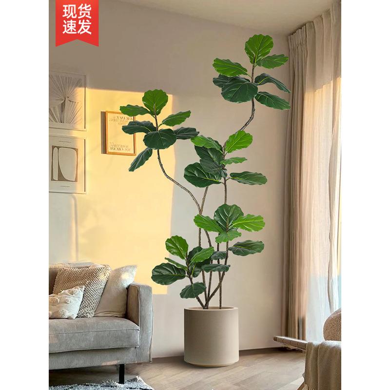 仿真绿植琴叶榕室内盆栽大型仿生植物假树轻奢客厅装饰品落地摆件