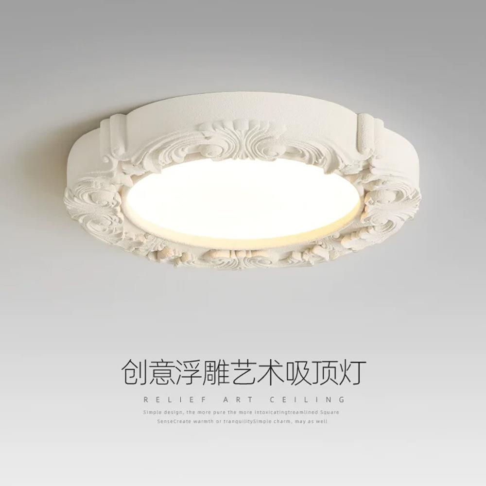卧室灯奶油风法式复古创意浮雕吸顶灯中古设计师高级感主卧房间灯