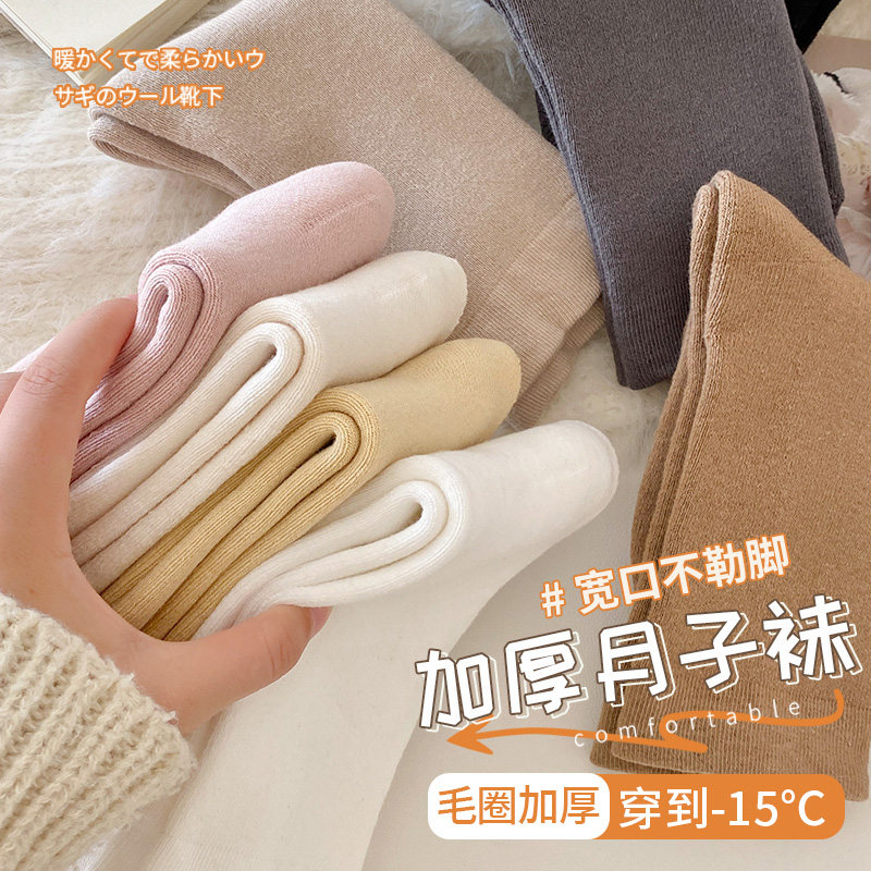 蚂蚁同学秋冬加厚毛圈月子棉袜女