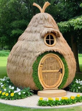 网红茅草屋凉亭户外创意特色茅草房子户外大型装饰网红茅草小屋