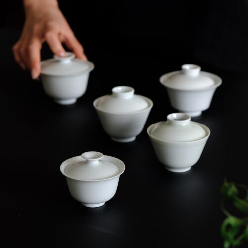 景德镇不烫手白瓷功夫茶器盖碗