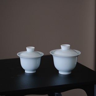 陆寿义 影青盖碗 豆青盖碗大小号配件高温还原烧标准器泡岩茶普洱