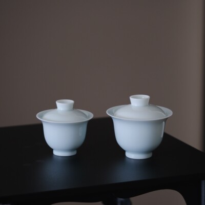 陆寿义影青盖碗标准审评杯泡岩茶