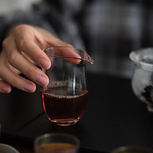 今井美智同款直口透明玻璃公道杯片口迷你小号分茶器儿童教学茶海