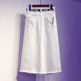 2021 New Women skirt White Denim Long skirts Letter print Ko