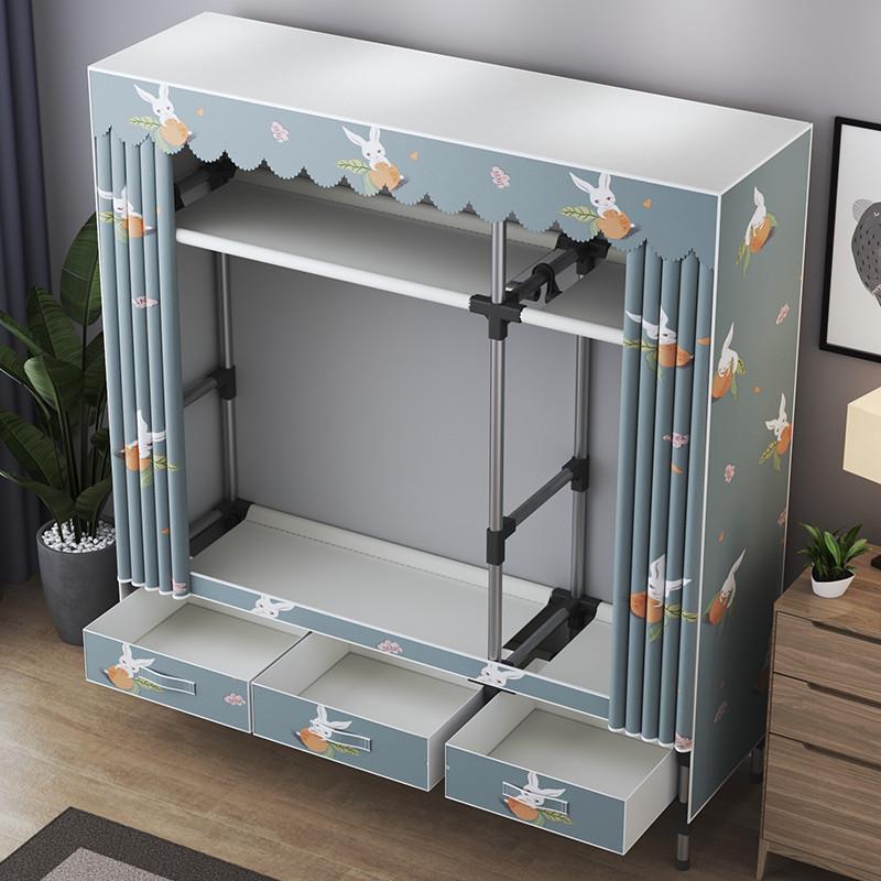 简易衣帽架衣柜式晾衣架落地折叠家用卧室大容量室内收纳挂衣架子