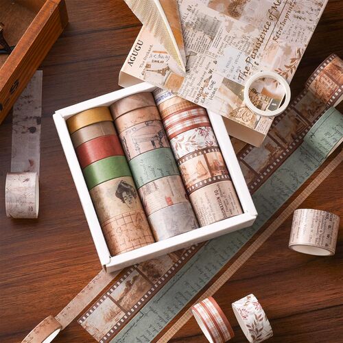 好货18Pcs/Set Gold Foil Washi Tape Cute Plant Flower Masking