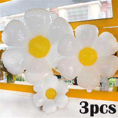 3pcs Daisy Flower Balloons Multi Size Sunflower Balloons
