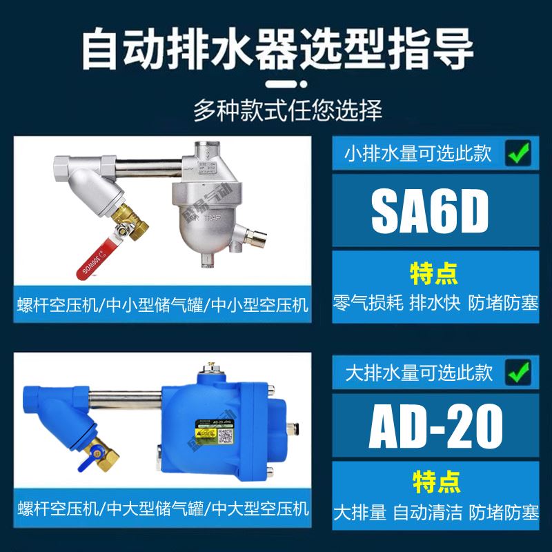 自动排水器AD-20气动放水阀空压机储气罐气泵零气耗过滤器排水器