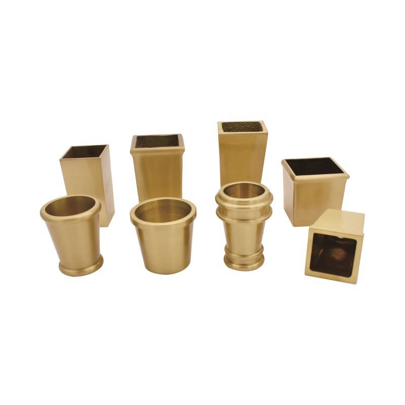 新中式实木家具椅子凳子沙发锥形斜口脚套加高桌柜腿纯铜方形铜套