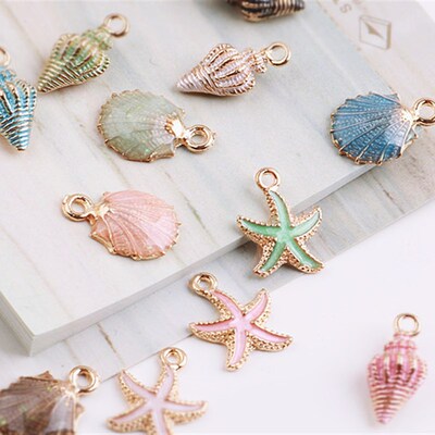 MRHUANG 10pcs Coloful Nautical Ocean starfish Shell Conch Se