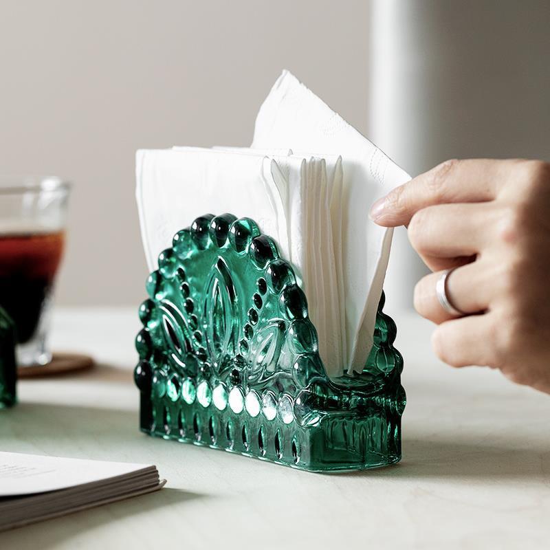 复古欧式玻璃餐巾架纸巾架家用饭厅酒店咖啡厅餐巾座纸巾座收纳层