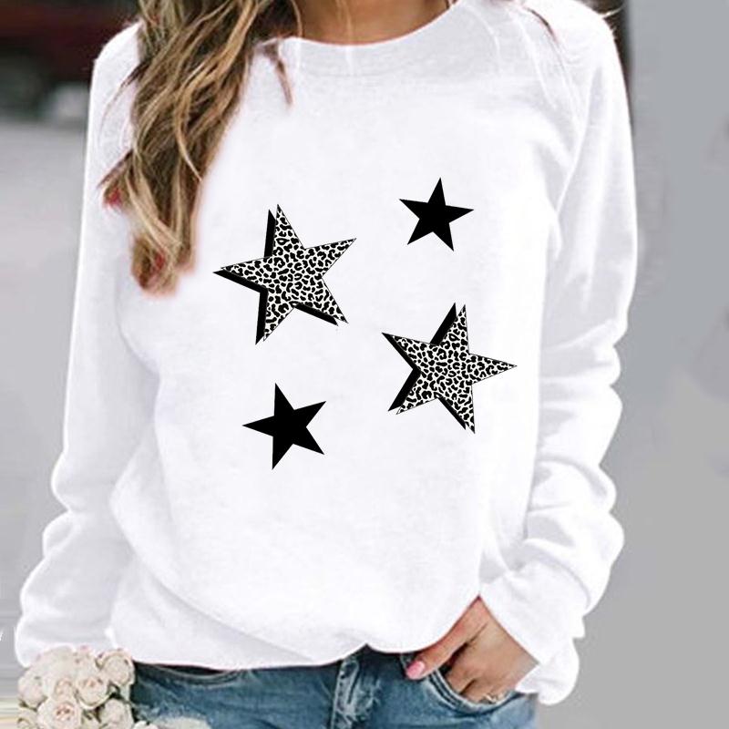 Woman Pullovers Clothing Leopard Star Geometric Ladies Sprin